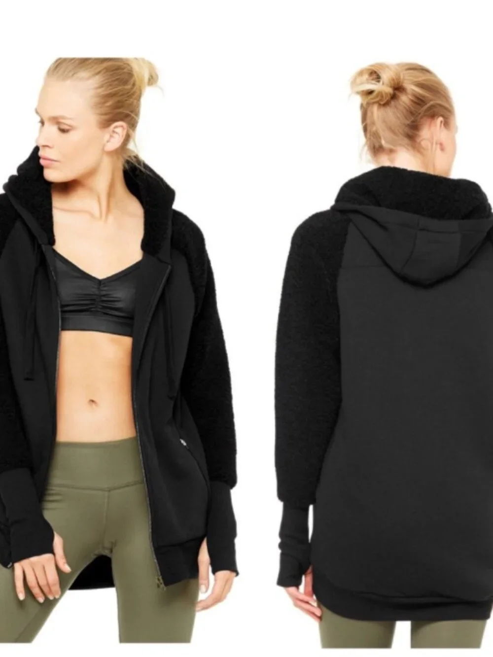 Alo Yoga Enhance Sherpa Lined Hooded Jacket Black S